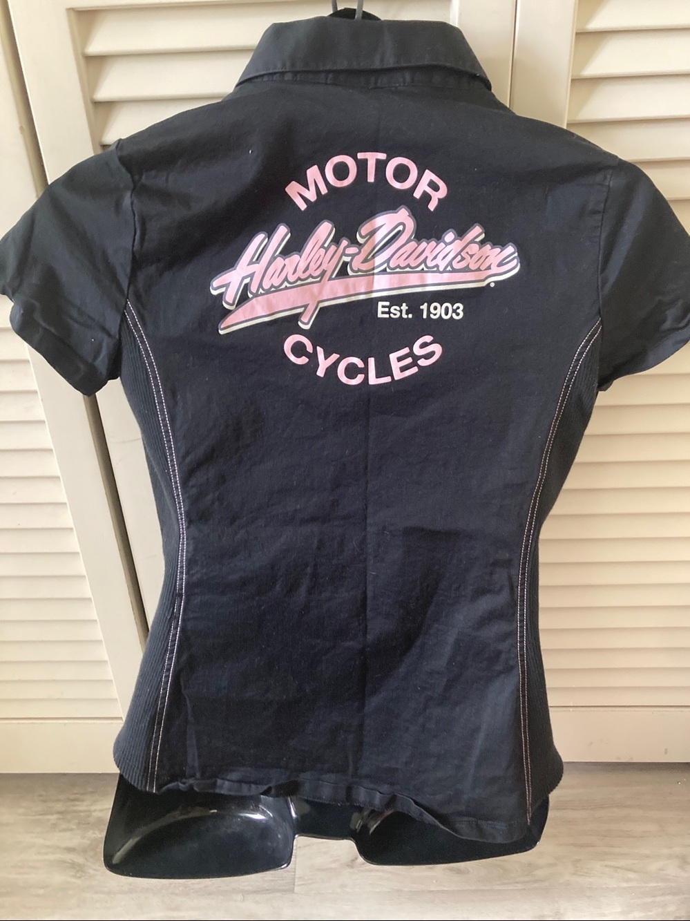 Harley-Davidson Black Zip Up Top with Pink Logo Sz S 🖤🩷